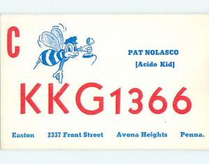 Bee - QSL CARD Easton - Avona Heights Pennsylvania Pennsylvania PA j5939