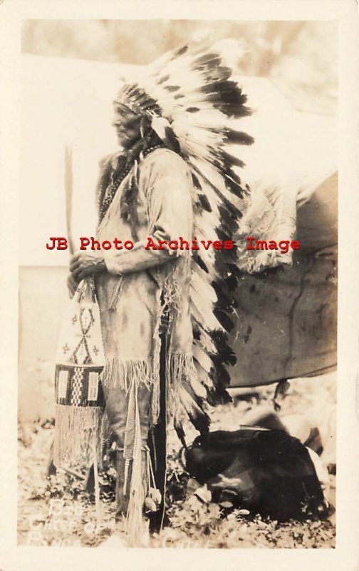 Native American Indian, RPPC, Ponca Chief Crazy Bear of White Eagle Oklahoma