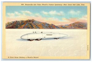 c1940's Bonneville Salt Flats Fastest Speedways Great Salt Lake Utah UT Postcard