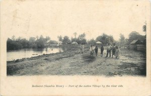 Gambia Bathurst part of the native village by the river side old postcard