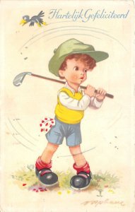 lot386 Netherlands golf golfing artist signed boy comic