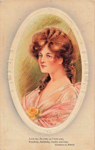 LOVE ME FOR EVER AS I LOVE YOU-BEAUTIFUL WOMAN~1909 ARTIST SIGNED POSTCARD