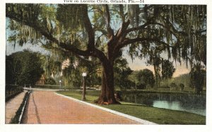 Vintage Postcard View On Lucerne Circle Roads & Highways Orlando Florida E.C.K.