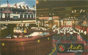 Greenwich Village New York Postcard Nick's Restaurant Bar Baumann 21-7625