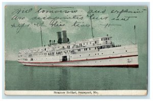 1910 Steamer Ship Belfast Searsport Maine ME Posted Antique Postcard 
