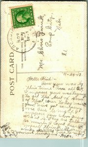 Aerórafo Alta Alivio Relieve Acción de Gracias Saludos 1919 Vtg Tarjeta Postal