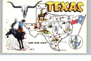 TX Cowboy Rodeo Map Greeting Postcard