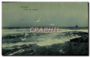 Old Postcard Ostend Study Of Waves