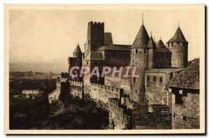 Old Postcard Carcassonne city Chateau Comtal