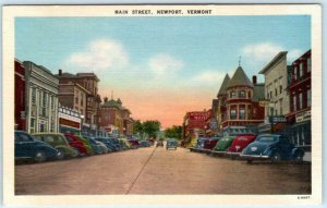 NEWPORT, Vermont  VT   BAY STREET SCENE  Orleans County  1940s Linen Postcard