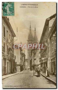 Old Postcard The Voiron isere Picturesque Street Station