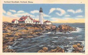 Portland Head Lighthouse Portland Maine 1953 linen postcard