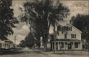 NORTH AMHERST MA Corner Pleasant and Meadow Streets c1910 Postcard