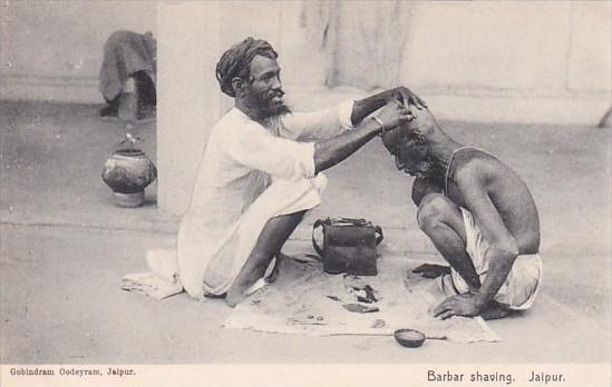 Barber Shaving Man's Head Jaipur India