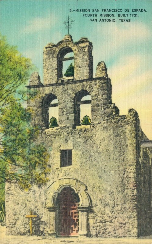 USA Mission San Francisco De Espada Fourth Mission San Antonio Postcard 07.57