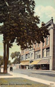 Amesbury Massachusetts business district Wilman Block antique pc Z20994