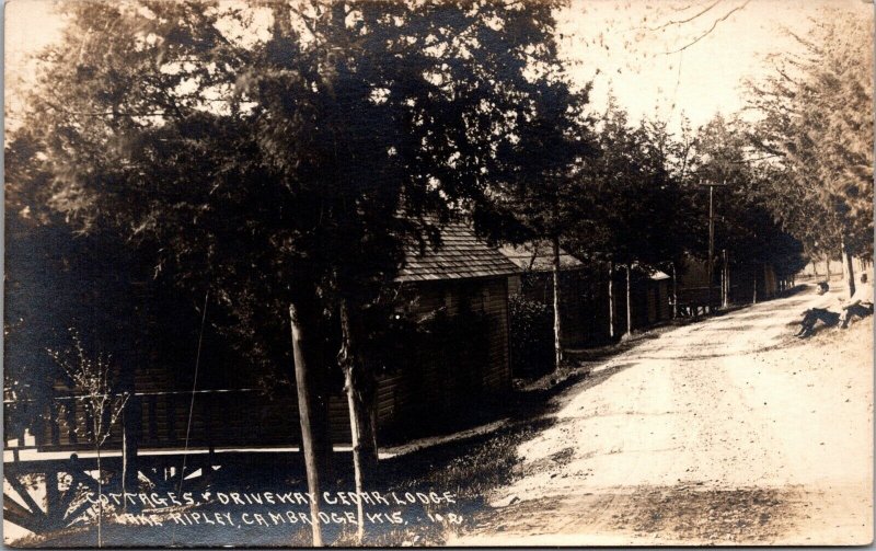 Real Photo Postcard Cottages Cedar Lodge Lake Ripley Cambridge Wisconsin~397