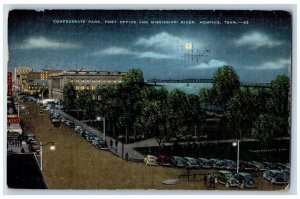 Memphis Tennessee Postcard Confederate Park Post Office Mississippi River 1951