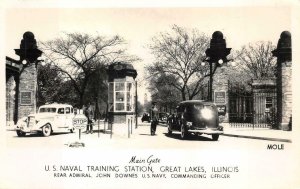 RPPC U.S. NAVAL TRAINING STATION GREAT LAKES ILLINOIS MILITARY POSTCARD (1942)