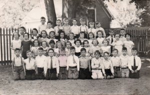 13560 Where's the Teacher?  Class Photo RPPC
