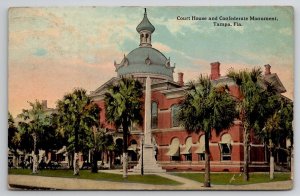 Tampa FL Florida Court House And Confederate Monument Postcard E42