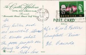 Castle Harbour Hotel Golf & Beach Club Bermuda 1966 Churchill Stamp Postcard F4