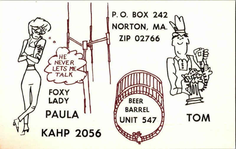 QSL Radio Card From Norton MA Massachusetts KAHP 2056