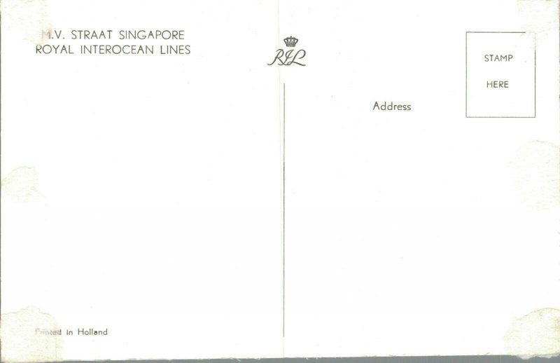 Royal Interocean Lines M.V Straat Singapore RPPC 06.97