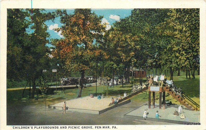 1920s Children's Playgrounds Picnic Grove PEN MAR PA Bowers Teich postcard 5257 