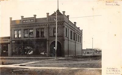 RPPC Becker Block, Scotland, South Dakota Street Scene ca 1910s Vintage Postcard