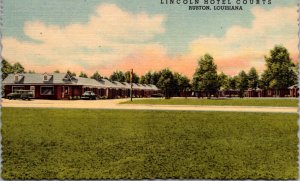 Linen Postcard Lincoln Hotel Courts on U.S. 80 in Ruston, Louisiana