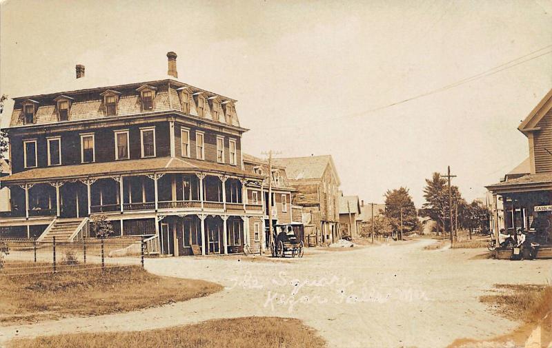 Kezar Falls ME Dirt Street View At The Square Horse & Wagon RPPC