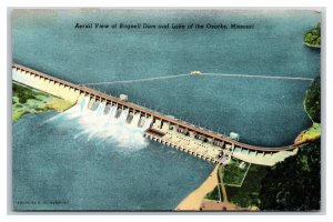 Aerial View Bagnell Dam Ozarks Missouri MO UNP Linen Postcard N19