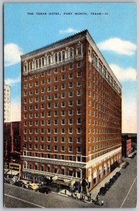 Vtg Fort Worth Texas TX The Texas Hotel 1940s View Linen Old Postcard