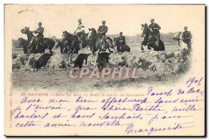 Old Postcard Saumur Horse Equestrian Jumping the wall Breil Ss cavalry lieute...