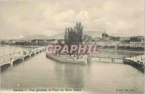 Old Postcard Geneve View geerale and White Bridge Bridge