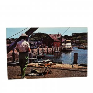 Rockport Massachusetts MA Artist Painting At Easel Postcard 