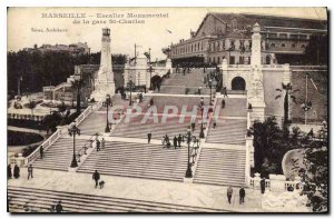 Old Postcard Marseille Monumental Staircase of the St Charles station