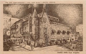 C11910 Los Angeles California Paris Inn Bodoni occupation Postcard 26-430