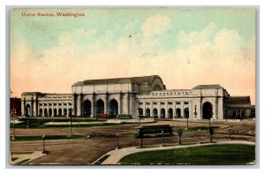 Vintage 1913 Postcard Panoramic View Union Station Cable Cars Washington DC