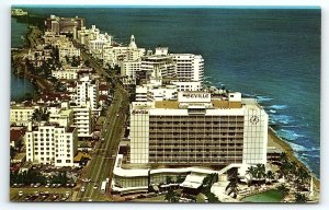 1950s MIAMI BEACH FL THE SEVILLE HOTEL 29th STREET AERIAL CHROME POSTCARD P2523