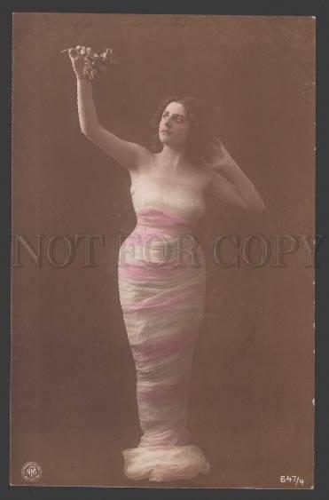 107792 NUDE Plump Woman DANCER as NYMPH Vintage PHOTO tinted