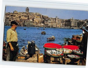 Postcard Fishermen and general view of Galata, Istanbul, Turkey