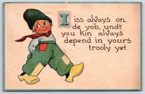 Dutch Little Boy In Cool Attire Comic Card Posted Postcard
