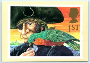 Pirate LONG JOHN SILVER Royal Mail Stamp ~Newell & Sorrell 4x6 Postcard 1993