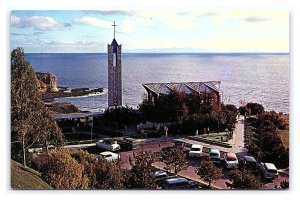 Wayfarers' Chapel Portuguese Bend California Postcard Aerial View Old Cars