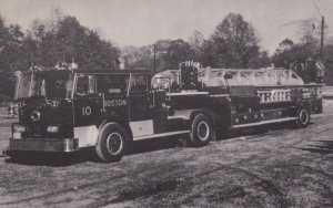 Fire Truck Engine - Fireman Postcard - Boston Massachusetts - Ladder #10