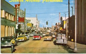 Postcard View of Busy Second Avenue in Fairbanks, AK.         S6