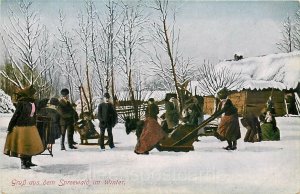 Spreewald, Germany, Winter Scene, Sleds, Hermann Strriemann No. 600