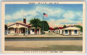 GILA BEND, Arizona  AZ  ~ Roadside Motel GILA AUTO COURT  1940s Linen Postcard